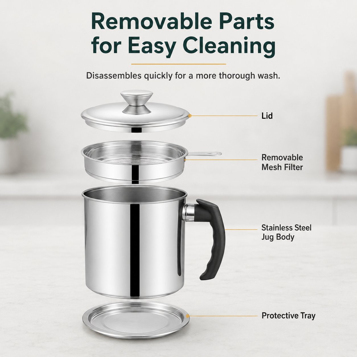 🍳 Premium 304 Stainless Steel Oil Strainer & Storage Jug