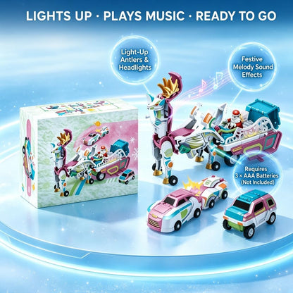 3-in-1 Transforming Reindeer Sleigh Toy, Lights & Sound