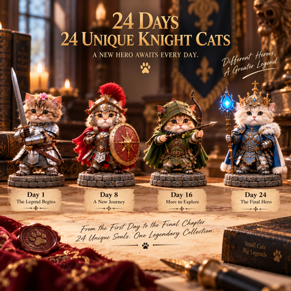 ⚔️🐱 24 Days of Knight Cats Advent Calendar | 24 Fantasy Cat Figures