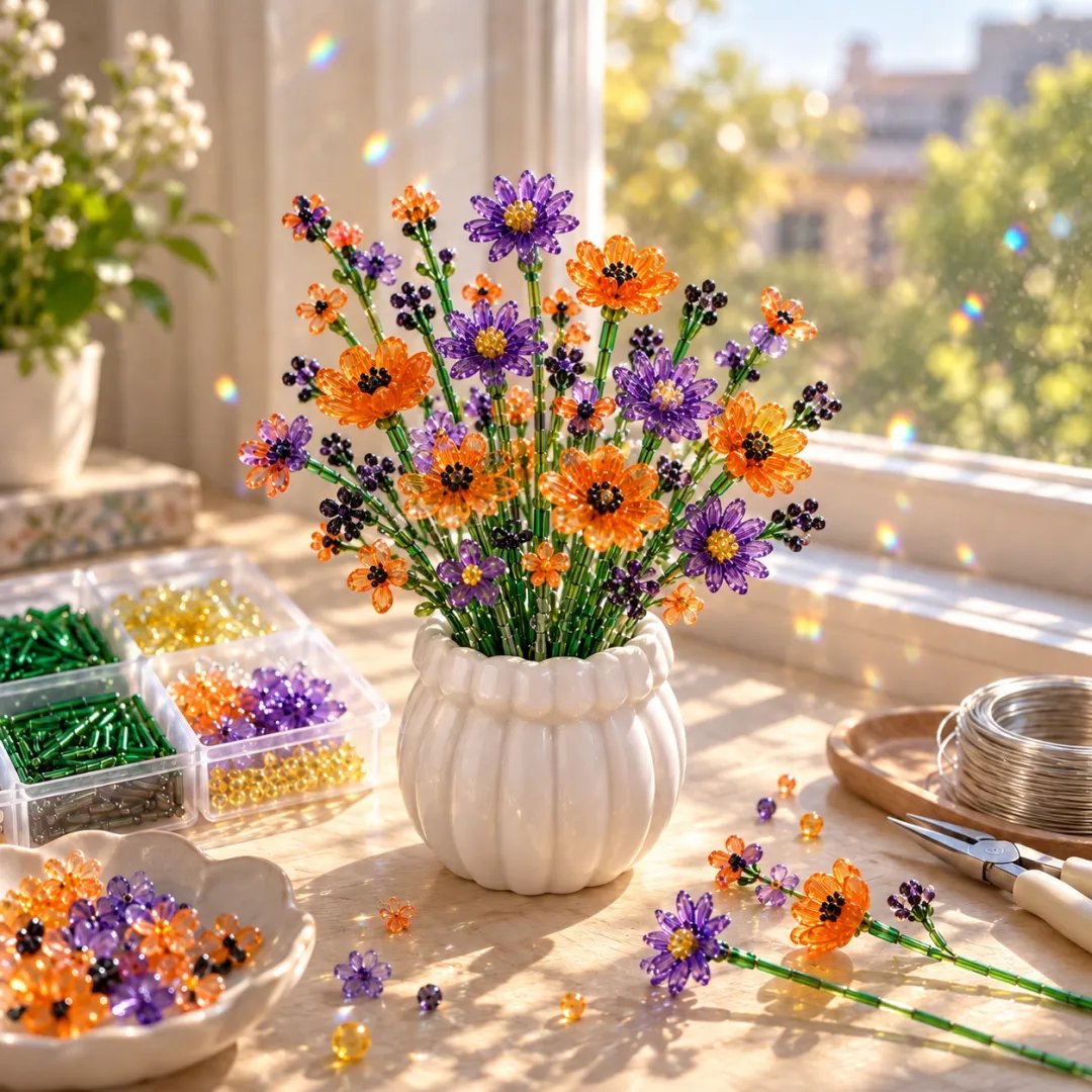 DIY Beaded Wildflower Bouquet Kit – Crystal Flower Craft