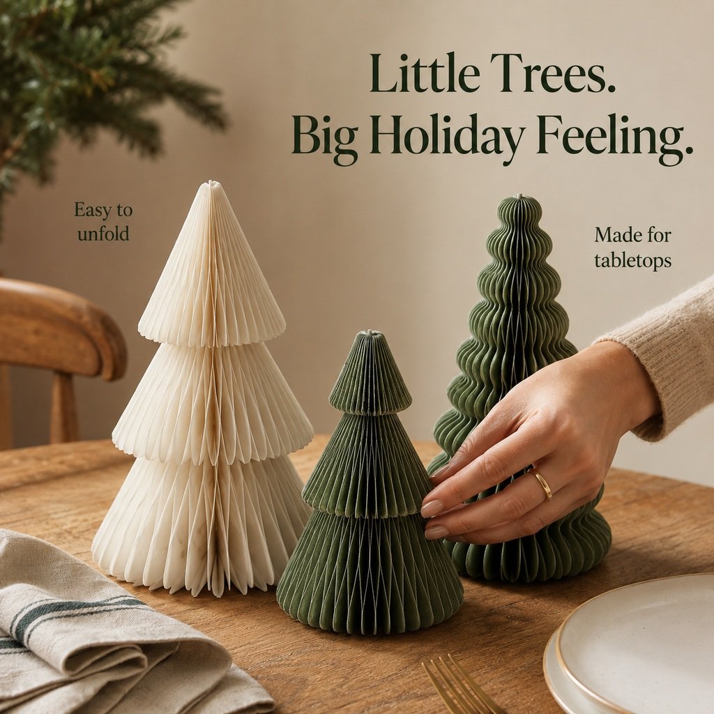 Fold-Flat Honeycomb Christmas Tree Sets