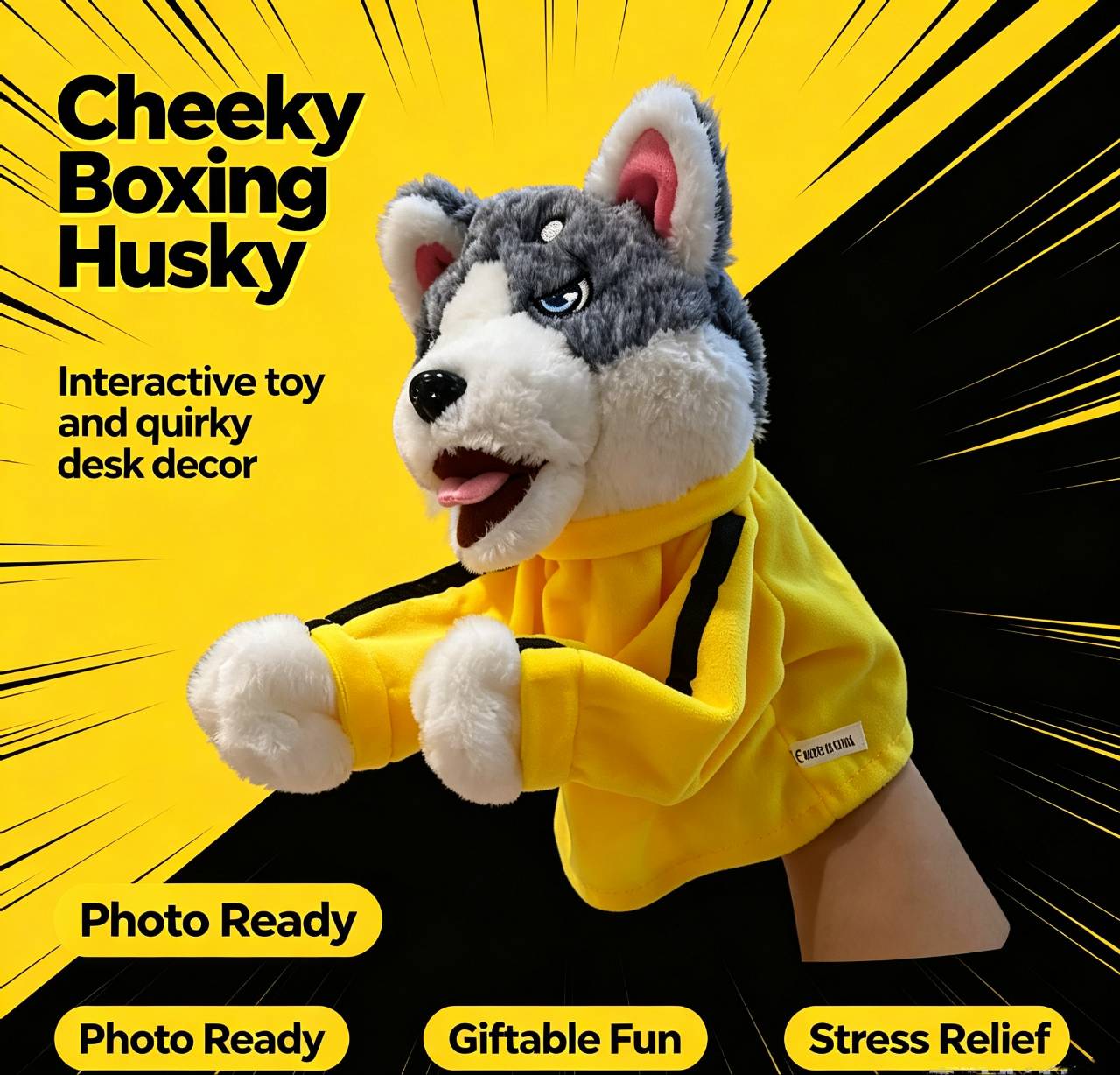 🔥HOT SALE🔥Interactive Boxing Husky Hand Puppet Toy with Sound Effects