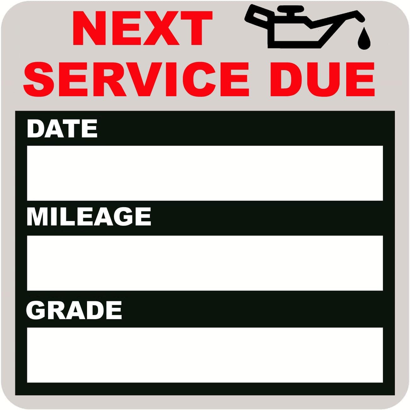 Static Cling Oil Change Reminder Stickers (100 Pack)