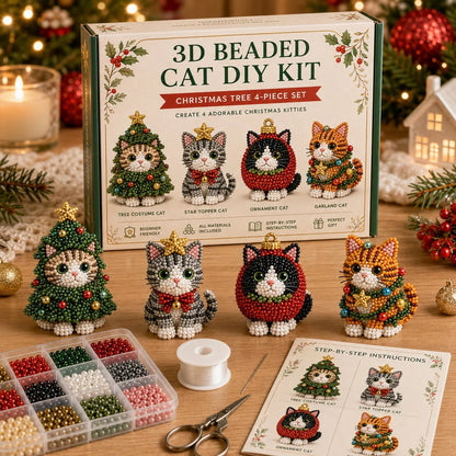 💥🏆Create Your Own 3D Beaded Christmas Cats | Beginner-Friendly DIY Kit🎁