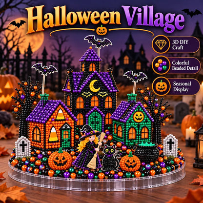 🎄🎃 3D DIY Diamond Art Village Kit – Christmas & Halloween Craft Decor