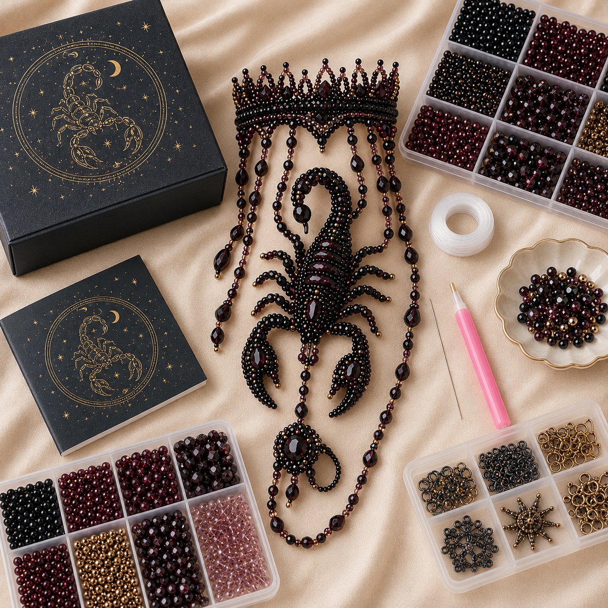 🔥 LAST DAY 49% OFF – ✨ Zodiac DIY Beaded Hand Bracelet Kit | Create Celestial Wearable Art with Seed Beads, Pearl-Style Accents & Crystal Details ♈🌙💎