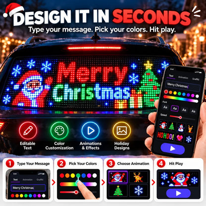 🚗 Smart LED Pixel Car Display | App-Controlled Text, Colors & Animations