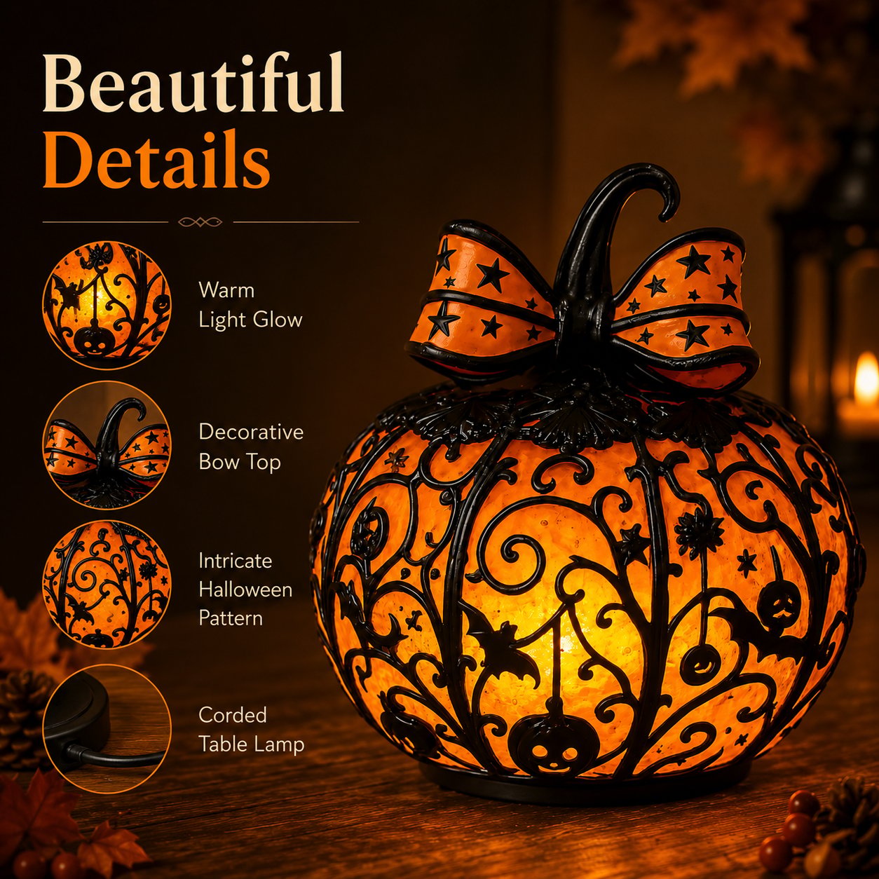 🎃 Light Up Halloween Night with Spooky Stained-Glass Style Lamps ✨