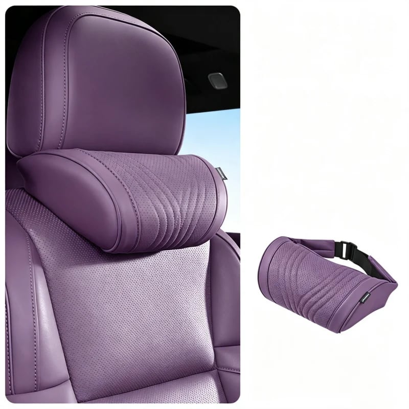 🚗💤Reduce fatigue while driving! Universal memory foam neck pillow for car – ergonomic headrest for long road trips.