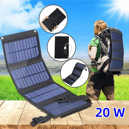 ☀️ 20W Portable Solar Panel Charger – Foldable Outdoor Power Source for Camping, Hiking & Emergency Charging