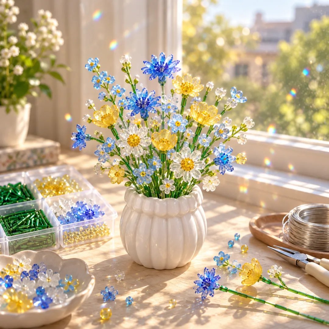 ⏳ Last Day 49% OFF –🌼✨DIY Beaded Wildflower Bouquet Kit – Handmade Crystal Flower Craft Set🌸✨(📦Buy 2 Free Shipping)
