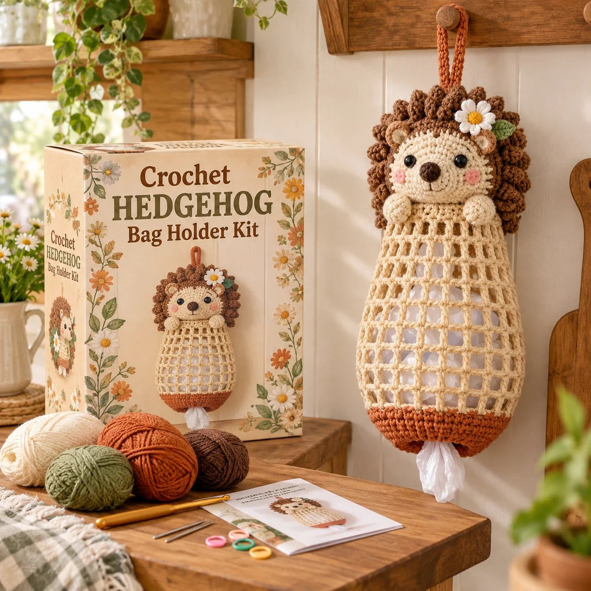🔥Buy 3, Get 1 Free—Today Only 🔥🔥– 🌼 Cottage Harvest Keepers™ — Crochet Animal Bag Holder DIY Kit