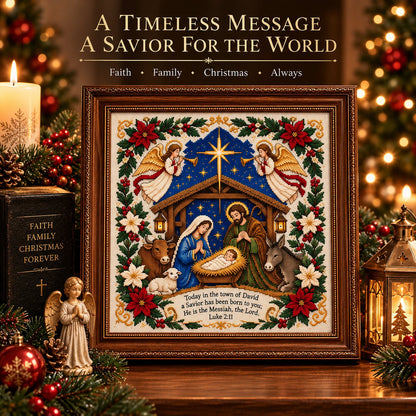 ✝️ Nativity Christmas Cross Stitch Kit – Stitch the Story of the First Christmas