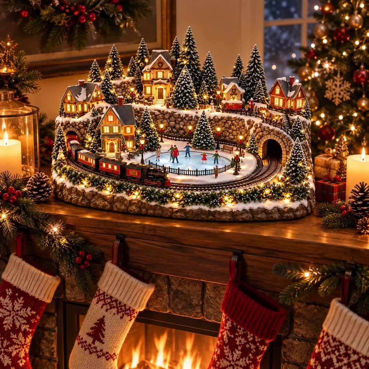 🎄 Lighted & Animated Christmas Village Collection – Magical Moving Holiday Display ✨