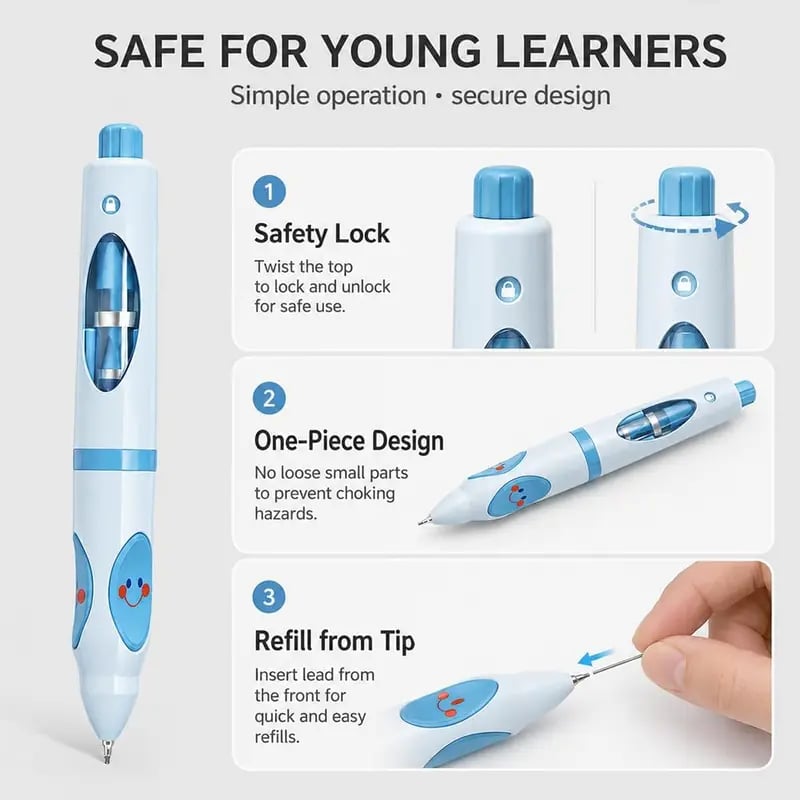 ✏️Write Right Ergonomic Pen Grip Writing Aid – Self-Advancing Posture-Training Pencil with 12 Refills