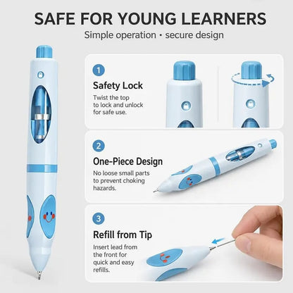 ✏️Write Right Ergonomic Pen Grip Writing Aid – Self-Advancing Posture-Training Pencil with 12 Refills
