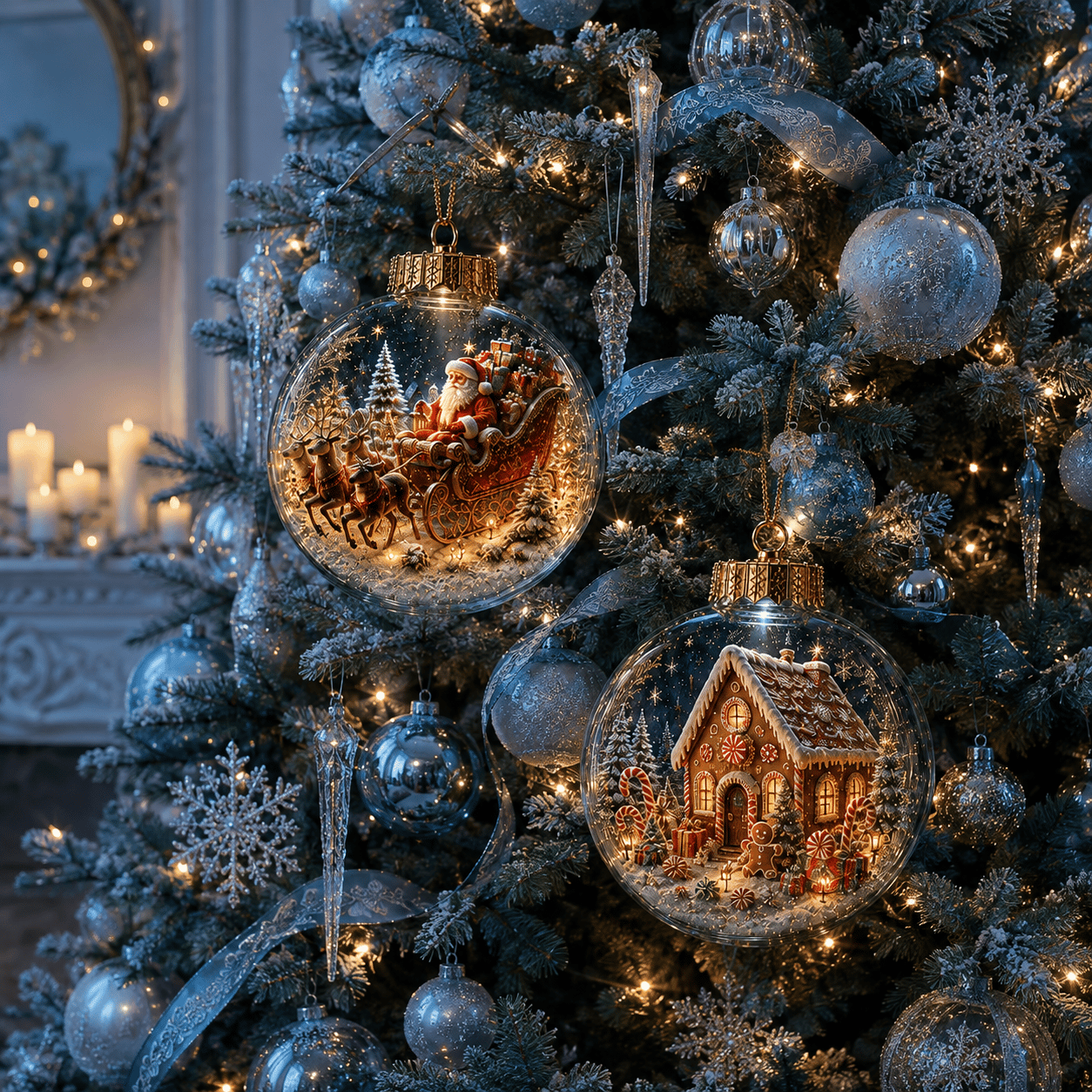 ⏳ Last Day 49% OFF – 🎄6-Piece Christmas Winter Scene Globe Ornament Collection | Detailed 3D Holiday Scenes, Coordinated Midnight-Blue & Gold Palette with Presentation Box Included ✨