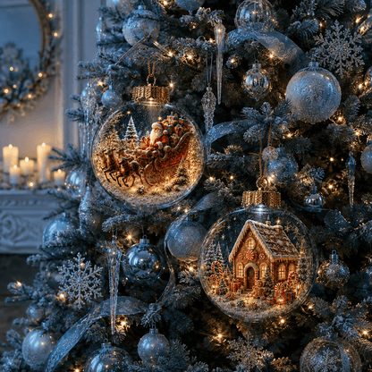 ⏳ Last Day 49% OFF – 🎄6-Piece Christmas Winter Scene Globe Ornament Collection | Detailed 3D Holiday Scenes, Coordinated Midnight-Blue & Gold Palette with Presentation Box Included ✨
