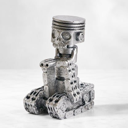💀 Industrial Mechanical Skull Resin Sculpture – Gear, Wrench & Chain Gothic Décor