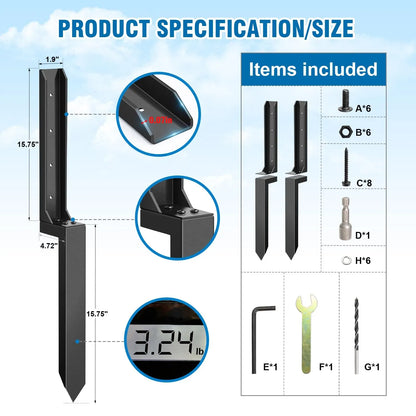 Heavy-Duty H-Shaped Fence Post Repair Kit