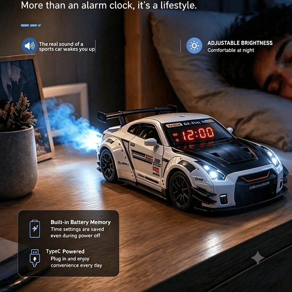 🏎️ Sports Car Alarm Clock Remote Control Model Car
