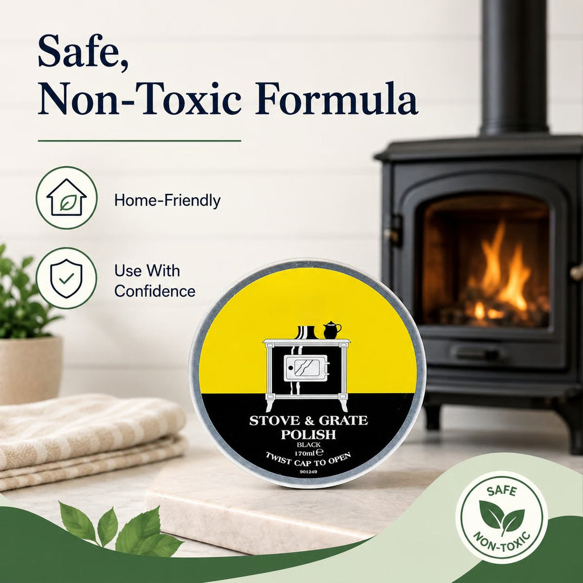 🧼Black Stove & Grate Polish – Cast Iron Restorer for Wood Stoves, Fireplaces & Grates