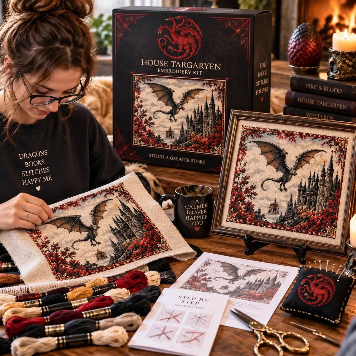 Dragon Fantasy DIY Embroidery Kit – 4 Story Designs