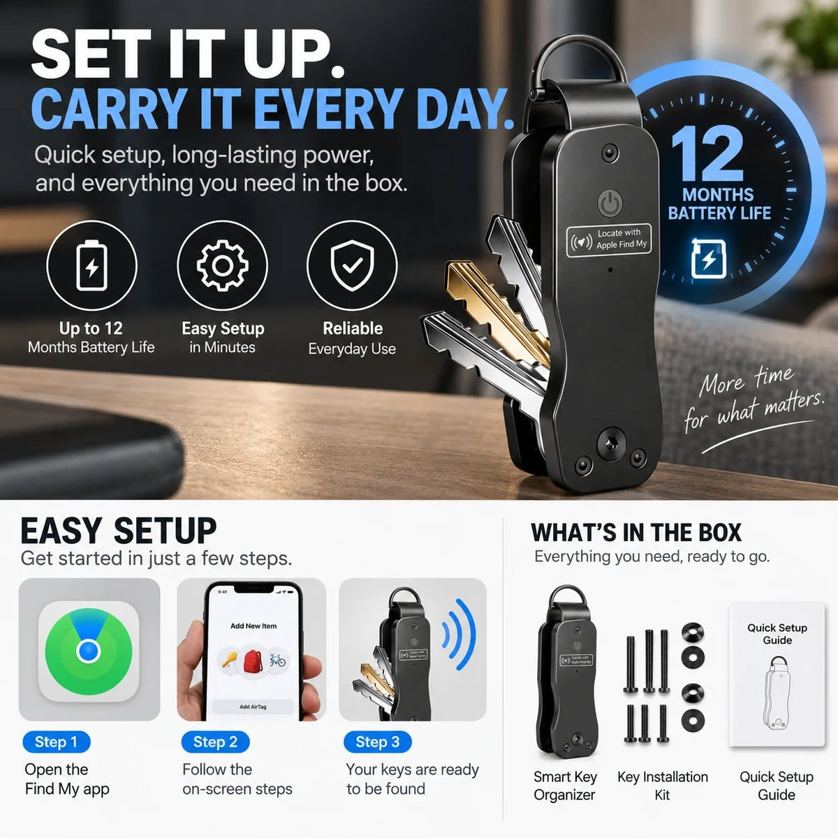 🎉🔑 Smart Key Organizer with Apple Find My — Never Lose Your Keys Again! 📍