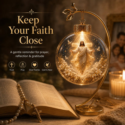 ⏳ Last Day 49% OFF – ✝️ Illuminated 3D Christian Faith Ornament Collection | Clear Globe with Sacred Figures, Warm Golden Glow & 8 Meaningful Designs ✨