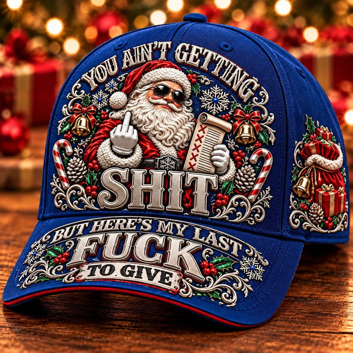 🎄Santa’s Last Gift Adult Humor Christmas Cap - 100% Cotton 🎅You Ain’t Getting Shit