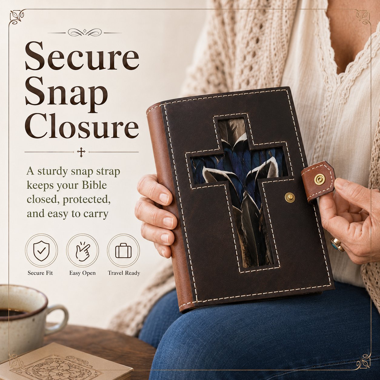 Mallard Feather Leather Bible Cover