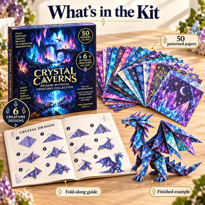 ⏳ Last Day 49% OFF – 🐉 Fantasy Paper Folding Craft Kit | 4 Magical Worlds with 50 Patterned Papers & Step-by-Step Guide ✨