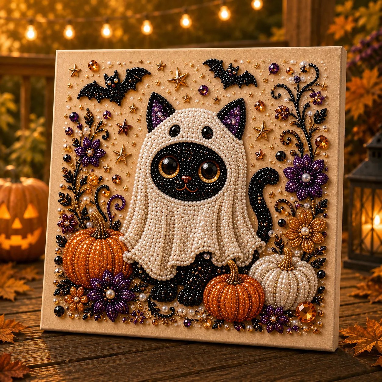 🎃 LAST DAY 49% OFF – 👻 Premium 3D Pearl Absurd Halloween Wall Art Kit | Luxury Flocked Canvas with Scratch-Resistant Non-Fading Pearl Beads DIY Funny Spooky Decor 🕷️✨