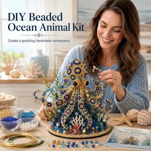 🔥 LAST DAY 49% OFF – 🌊 Ocean Sparkle Animal Craft Kit | Create a Dimensional Underwater Centerpiece with Colorful Beads, Pearls & Coastal Details 🐚✨
