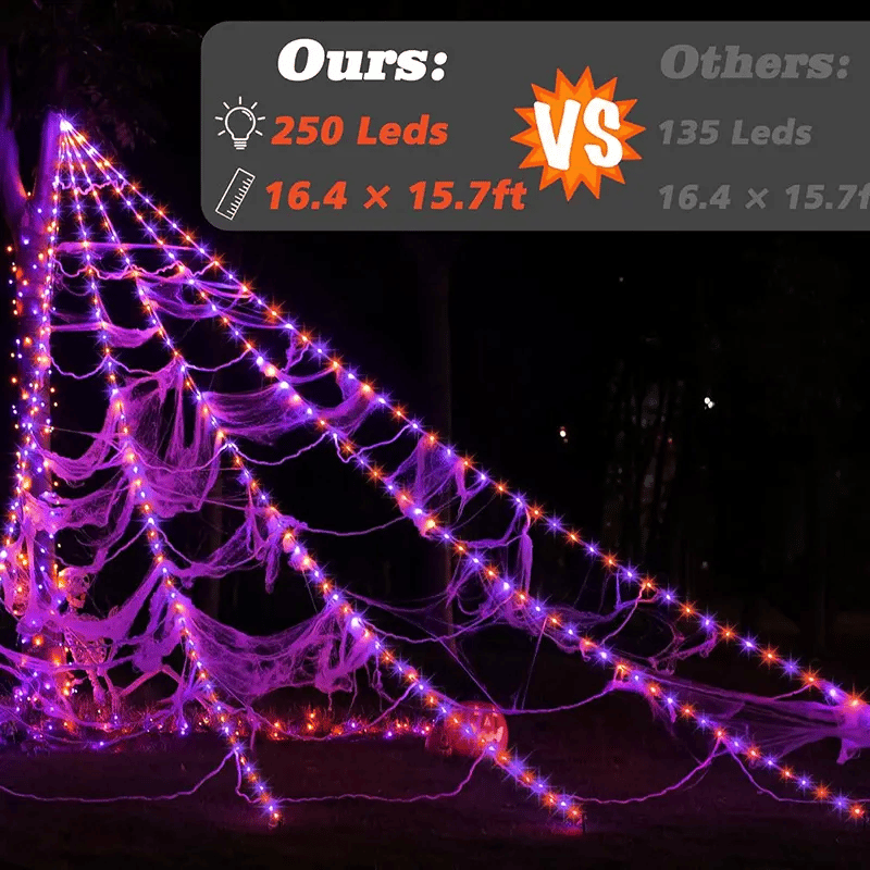 🎃Halloween Glowing Spider Web Lights🕷️