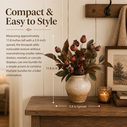 3 Pack Vintage Faux Seed Pod Bouquet – Rustic Seasonal Farmhouse Floral Stems