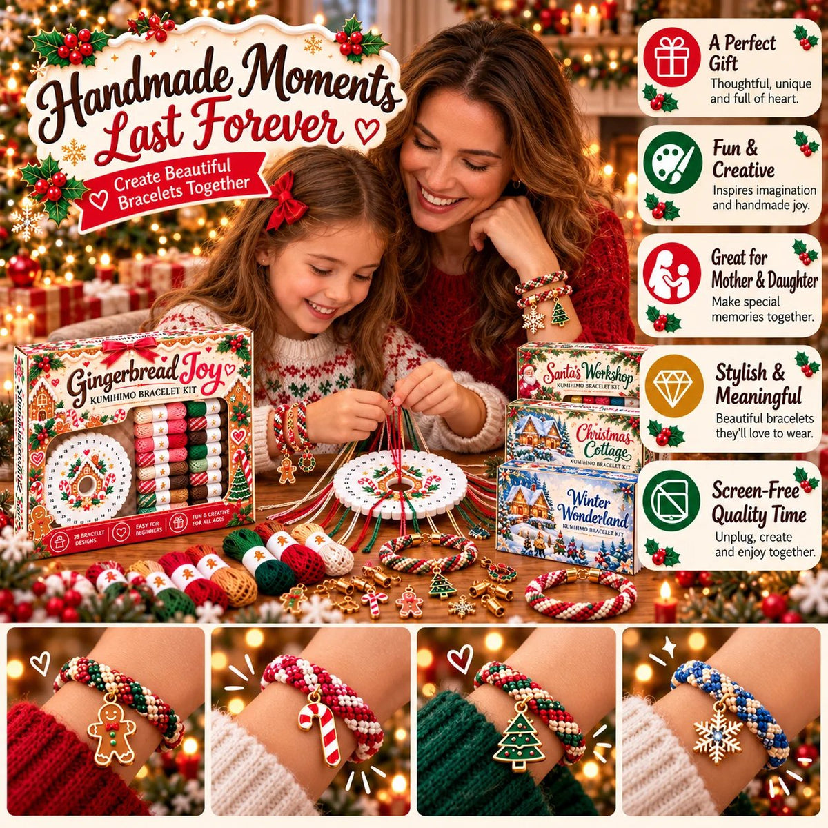 🎄 Christmas Kumihimo Bracelet Making Kit | DIY Braided Friendship Bracelets & Creative Handmade Holiday Gifts 🧶