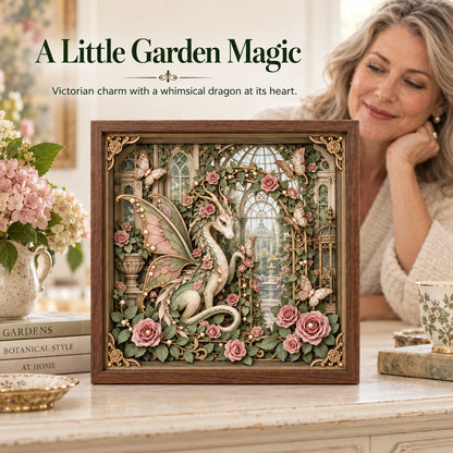 🐉 Vintage Victorian Garden Dragon 3D Framed Art