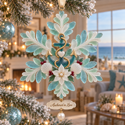 Coastal-style snowflake Christmas ornament