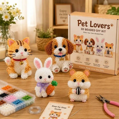 3D Beaded Animal Craft Kit – Relaxing 4-Piece DIY Set
