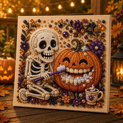 🎃 LAST DAY 49% OFF – 👻 Premium 3D Pearl Absurd Halloween Wall Art Kit | Luxury Flocked Canvas with Scratch-Resistant Non-Fading Pearl Beads DIY Funny Spooky Decor 🕷️✨