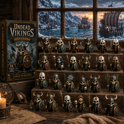 ⚔️Undead Vikings Advent Calendar 2026 – 24-Day Countdown with Collectible 3D Undead Warrior Miniatures, Acrylic Charms Blind Box