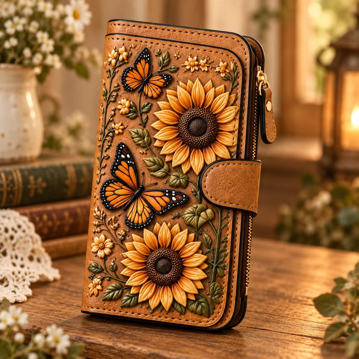 👛 Vintage Embossed Art Wallet – 10 Story-Inspired Designs