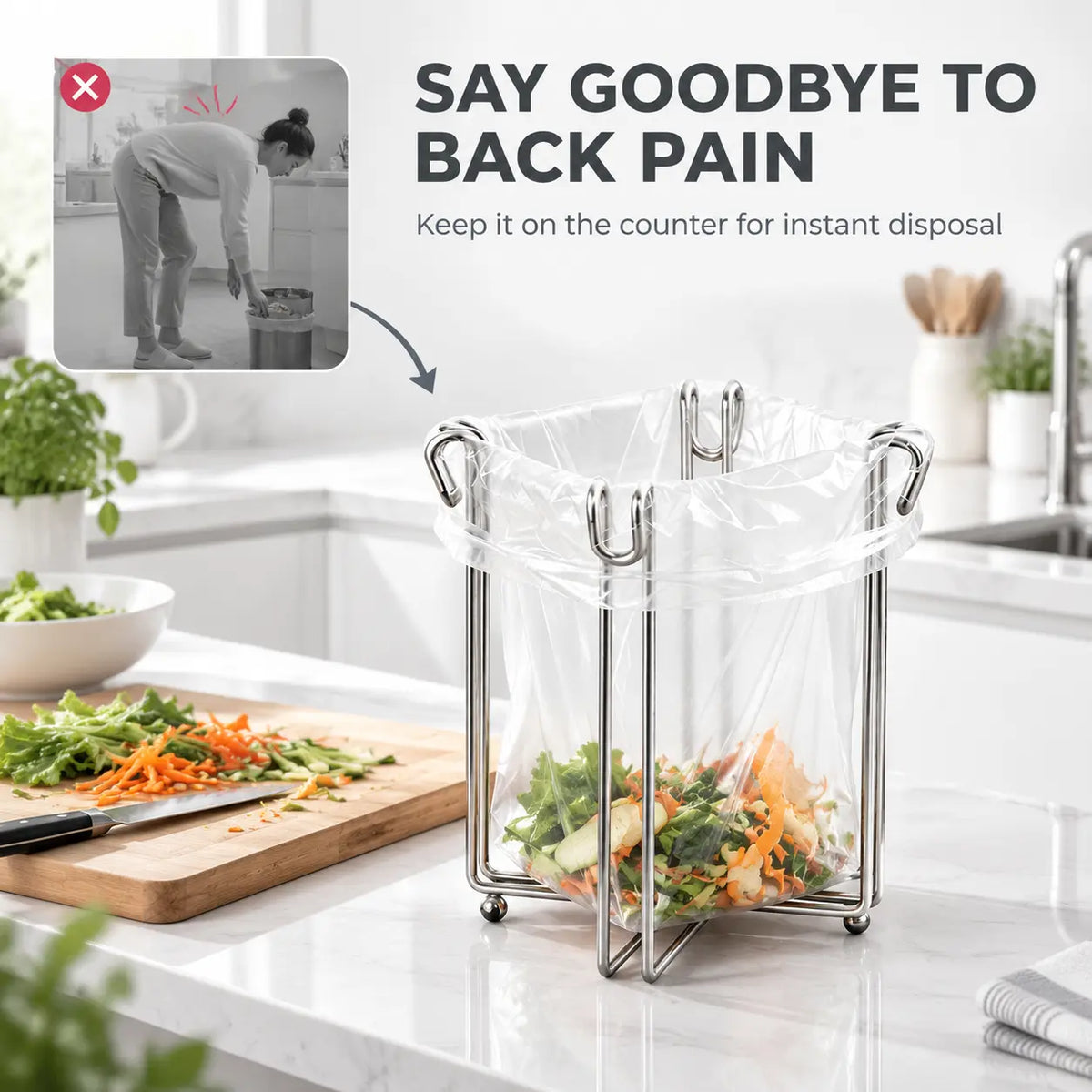 Easy to Disposal, Just Hook the Trash Bag, Foldable 304 Stainless Steel Trash Bag Holder🗑️ - image 3