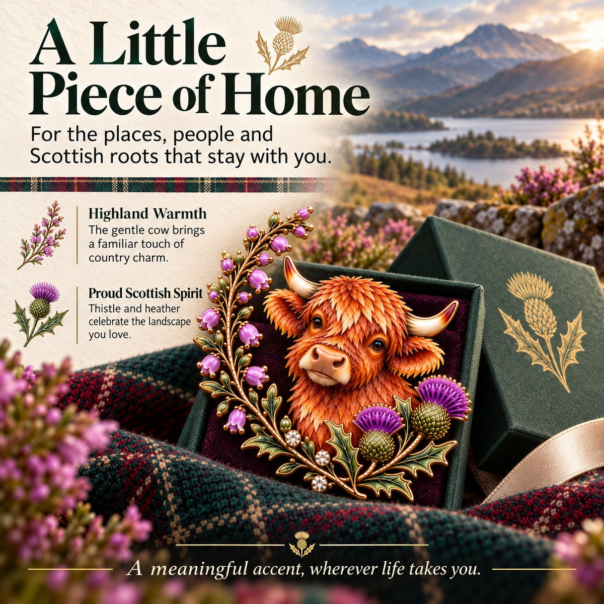Highland Cow & Thistle 🏴󠁧󠁢󠁳󠁣󠁴󠁿 Scottish Heritage Enamel Brooch