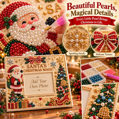 🎄 DIY Christmas Pearl & Rhinestone Photo Frame Kit | Beginner-Friendly Holiday Craft 💎
