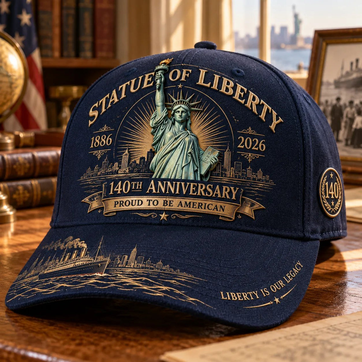 💝LAST DAY 49% OFF - 🗽 Statue of Liberty 140th Anniversary 1886–2026 – Premium Embroidered Heritage Cap | Cotton-Poly Blend • Detailed Embroidery • Adjustable Fit 🇺🇸