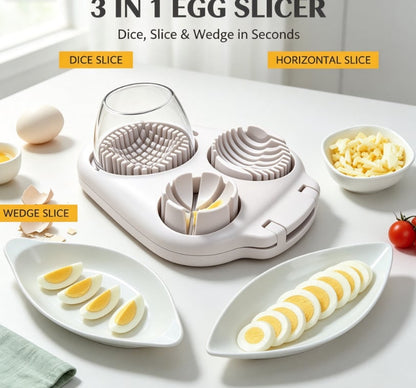 🥗Kitchen Essentials 🔪 3-in-1 Egg Slicer – Dice, Wedge, or Slice