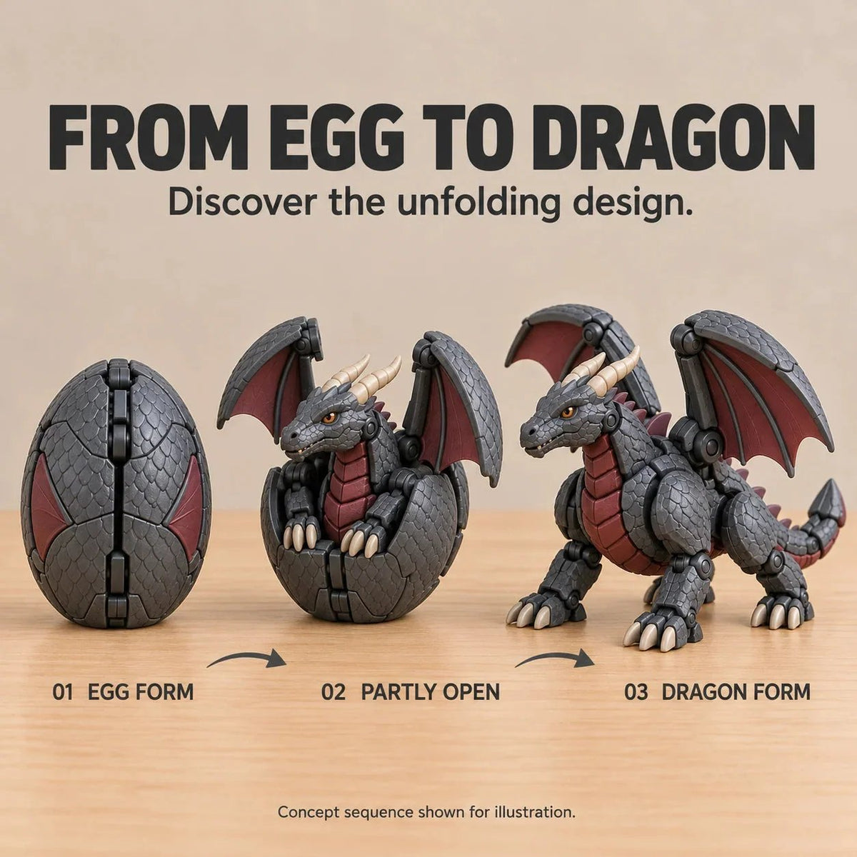 🐉 Guardian Dragon Egg — Transforming Dragon Figure with Sculpted Details