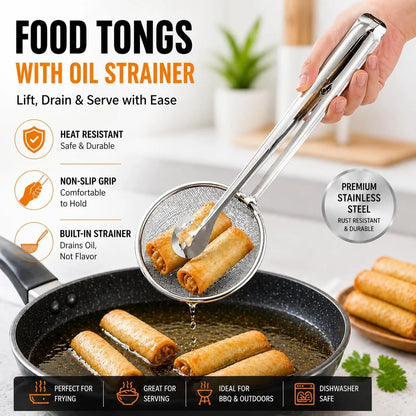 2‑in‑1 Oil‑Frying Filter Clip, Kitchen Food Strainer Tongs for Fried Food 🍳